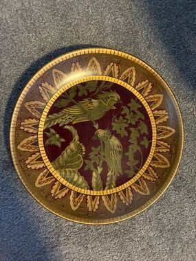 Raymond Waites Toyo Trading Company Decorative Bird 10 Inch Plate Red Gold VTG